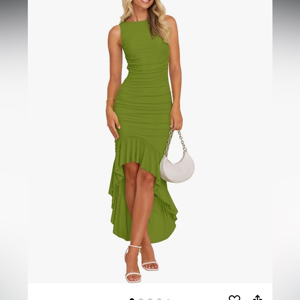 Elegant Green Ruched Dress